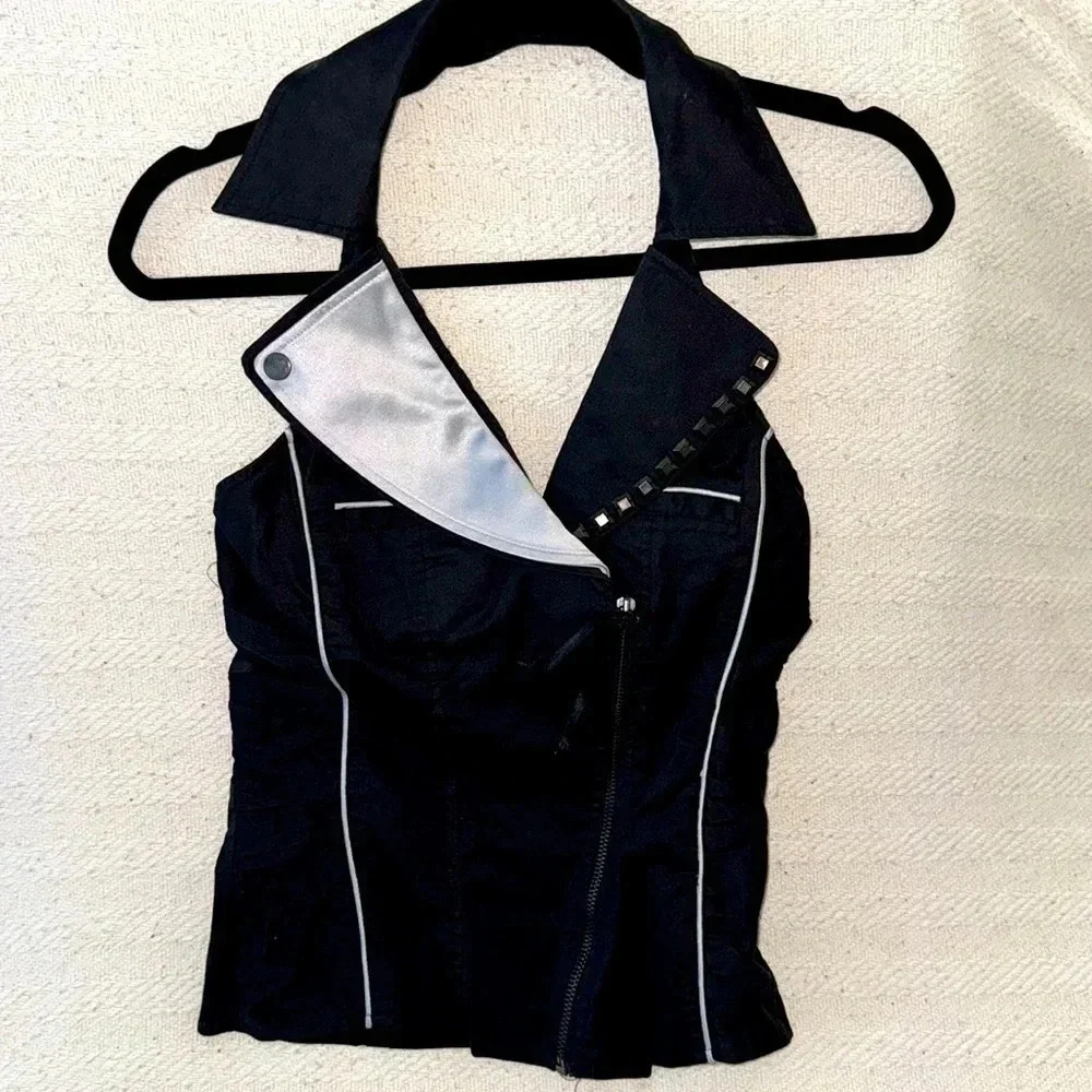 Women’s Black & Gray Studded Vest